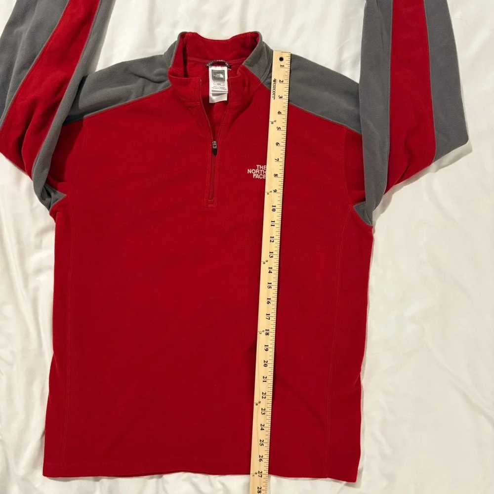 The North Face TKA 100 1/4 Zip Fleece Pullover Mens M Red Gray A436